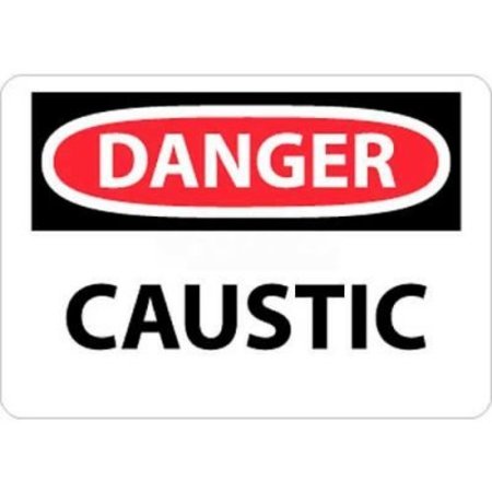 NATIONAL MARKER CO NMC OSHA Sign, Danger Caustic, 7in X 10in, White/Red/Black D403P
